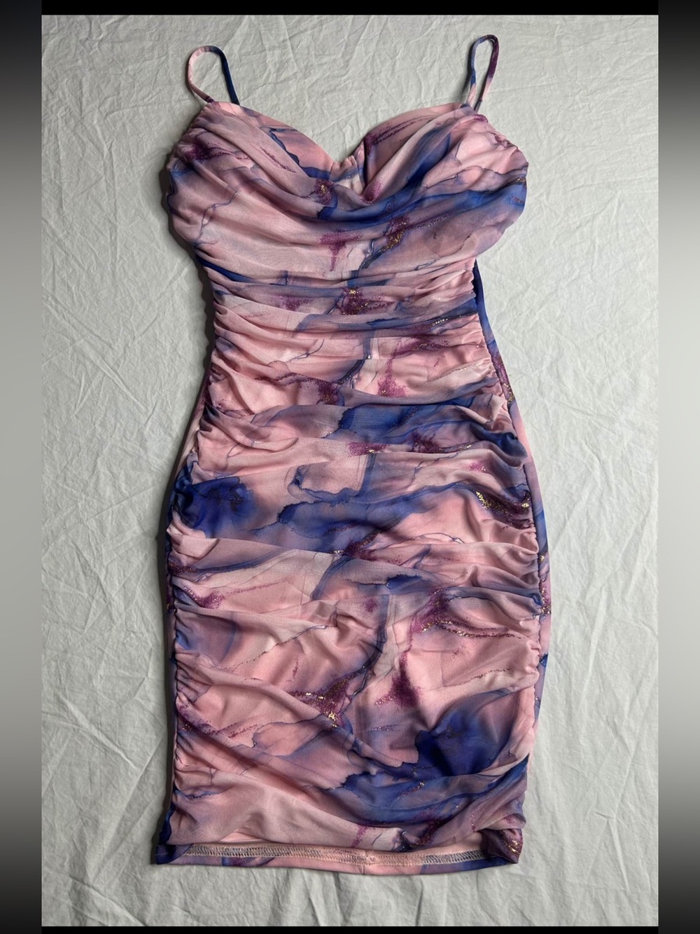 privy Pink and Blue Marble Print Bodycon Mini Dress